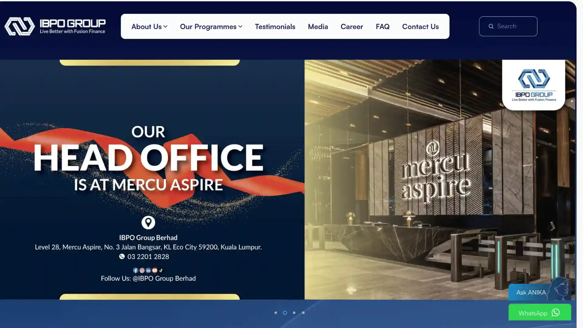 IBPO Group's head office at Mercu Aspire, Kuala Lumpur.